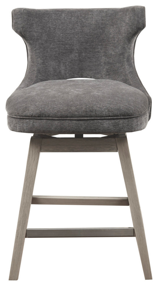 Madison Park Emmett Bar Stools Swivel Height Upholstered Counter Stool, Charcoal