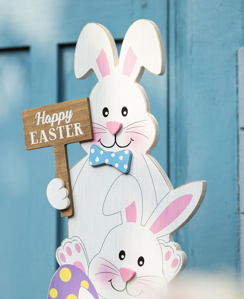 30.75'' Wooden Easter Stacked Bunny Porch Decor