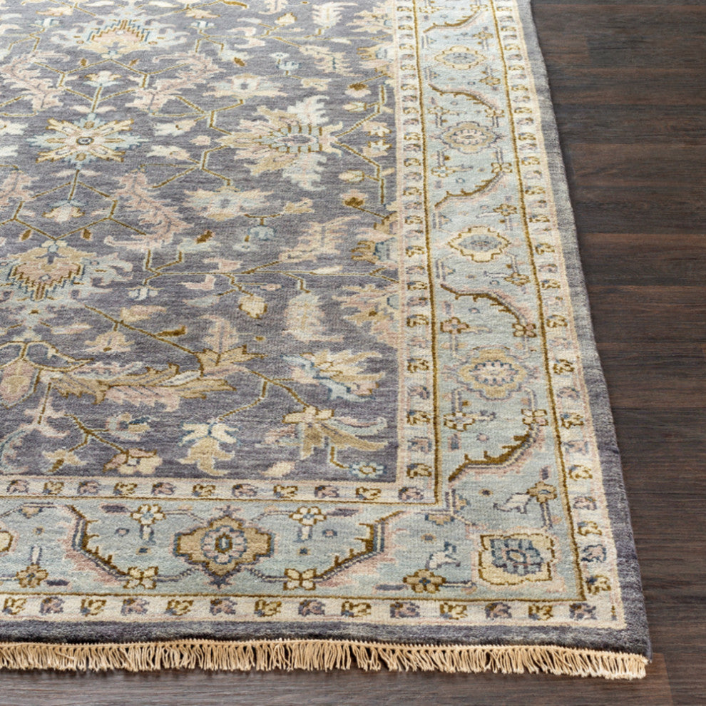 Surya Zeus ZEU-7825 Traditional Area Rug, Charcoal, 9' x 13' Rectangle