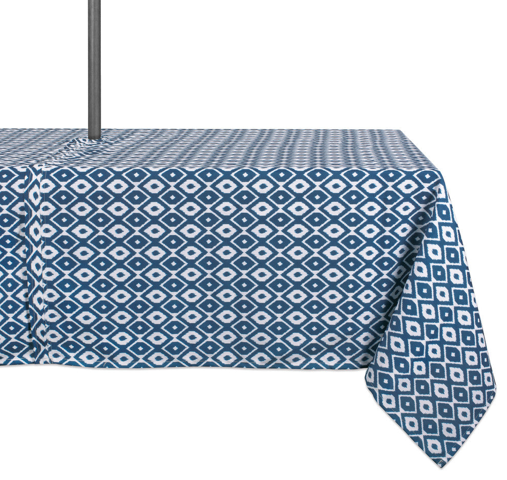 DII Blue Ikat Outdoor Tablecloth With Zipper 60"x84"