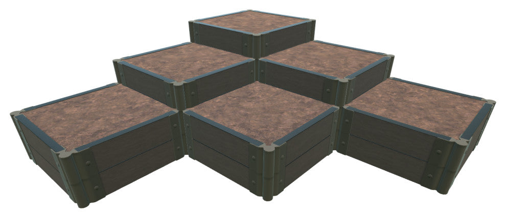 Weathered Wood 'The Banaue' 6'x6' Raised Garden Bed, Terraced 2" Profile