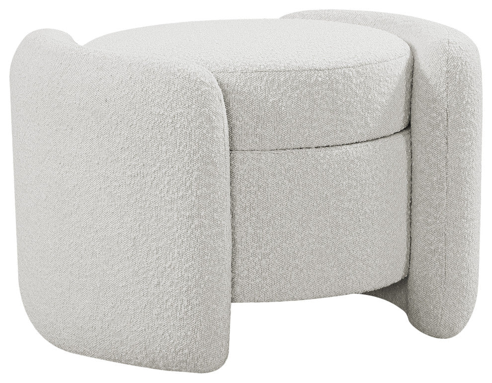 Horizon Boucle Fabric Upholstered Ottoman, Cream