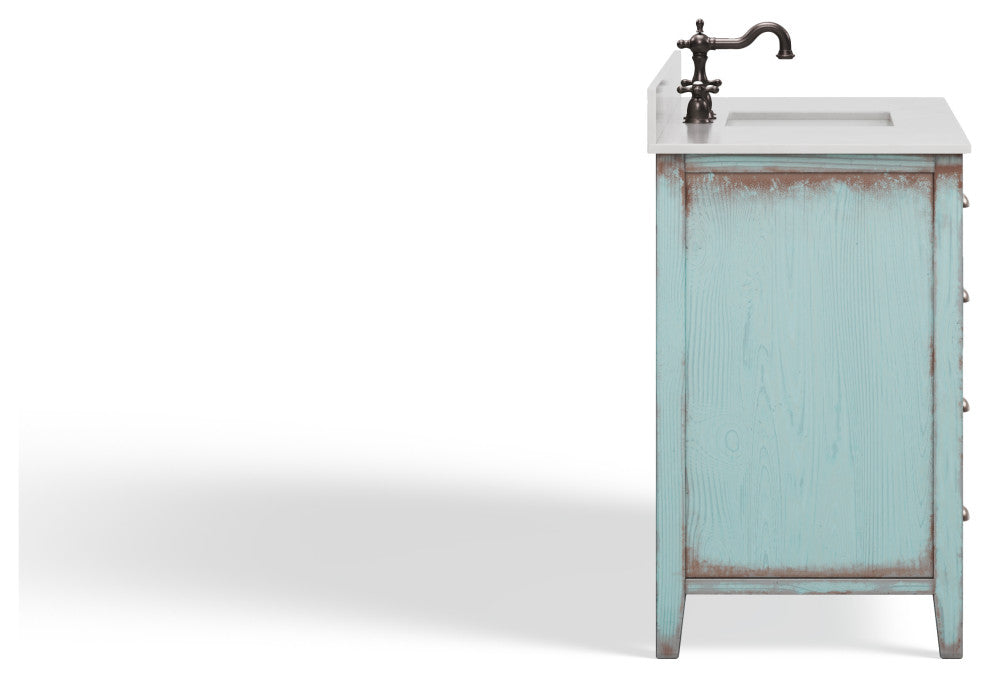 The Aurora Bathroom Vanity, Blue, 47", Single Sink, Freestanding