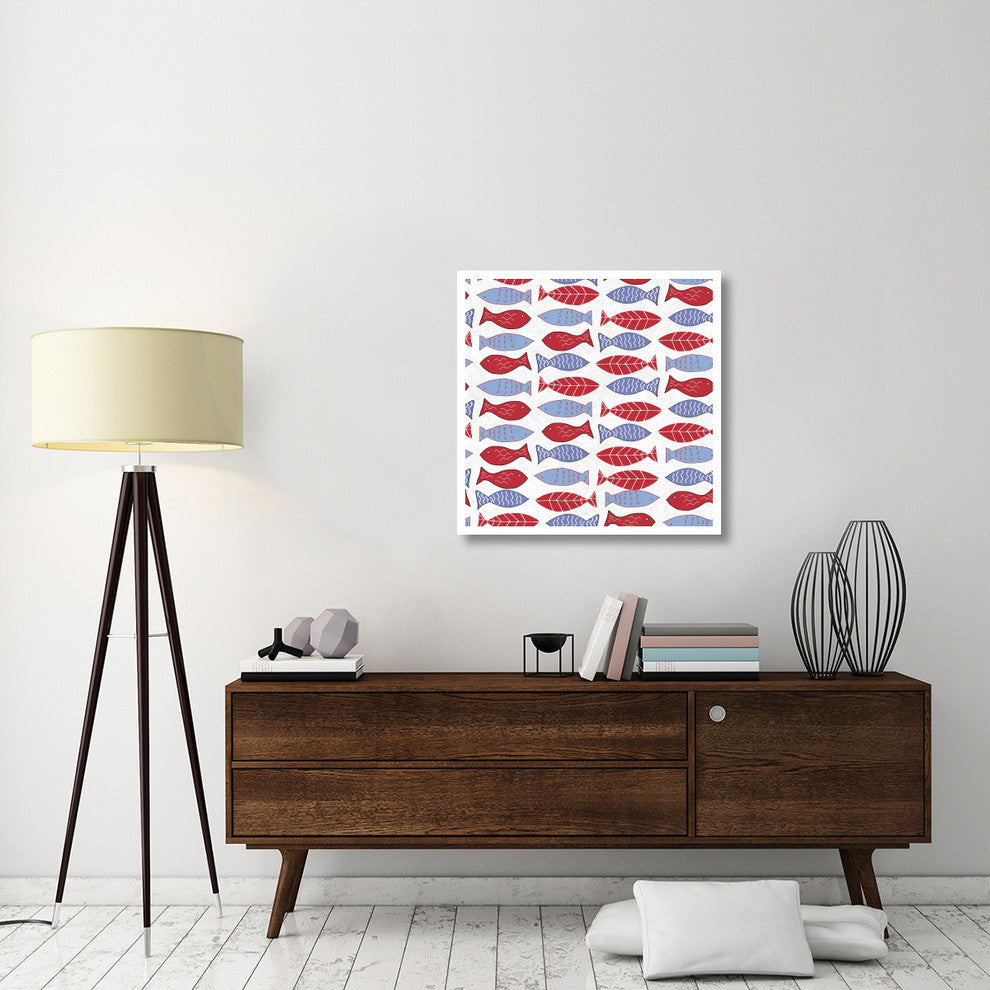 "Coastal Birds Pattern I" Digital Paper Print by Farida Zaman, 32"x32"
