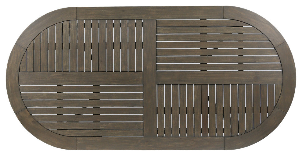 GDF Studio 7-Piece Ford Outdoor Wood and Wicker Dining Set, Gray Finish/Gray