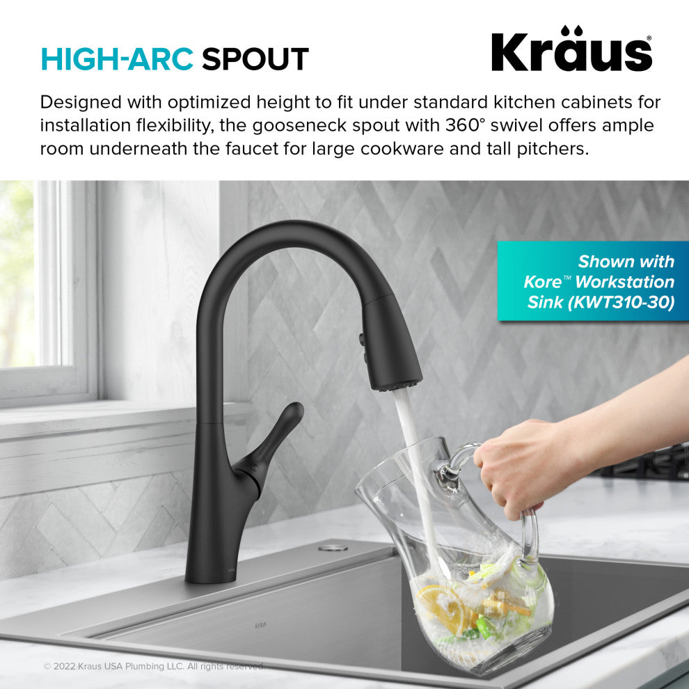 Merlin Pull-Down 1-Hole Kitchen Faucet Matte Black
