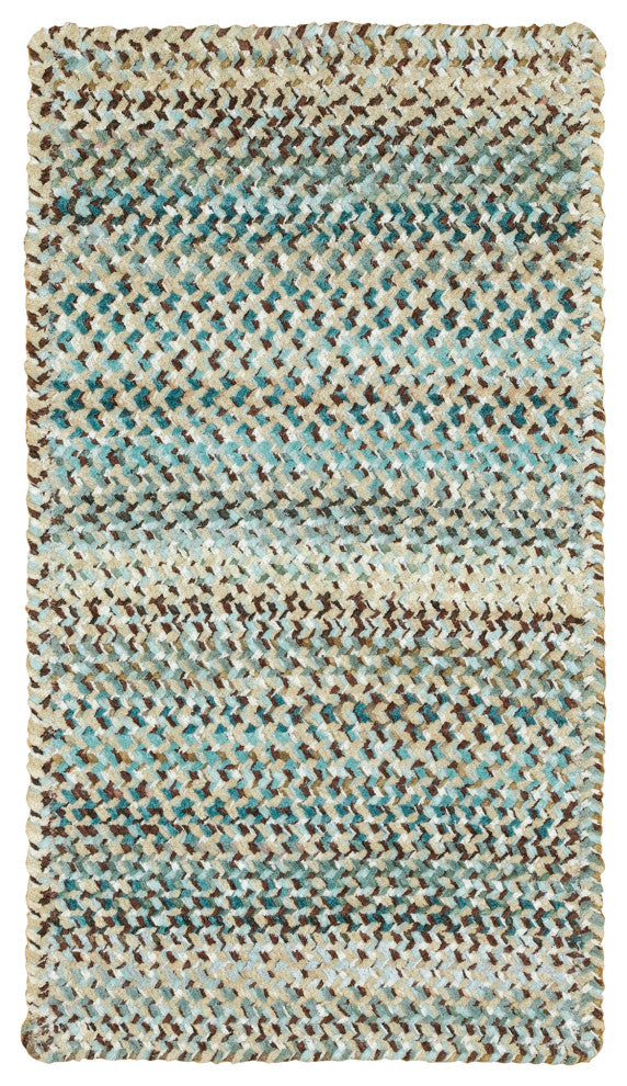 Capel Ocracoke Deep Blue 0425_475 Braided Rugs - 36" X 36" Cross Sewn Rectangle