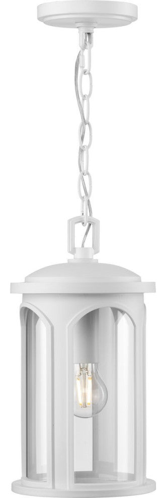 Gables Collection 14-1/8" 1-Light Satin White Outdoor Hanging Lantern