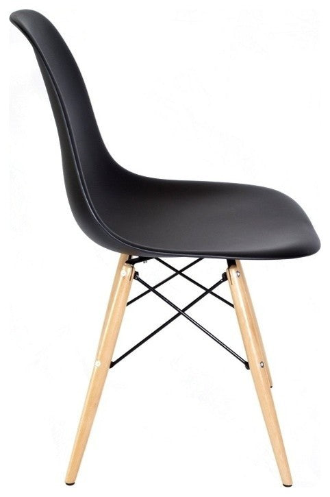 Set of 2 DSW Black Mid Century Modern Plastic Dining Shell Chair