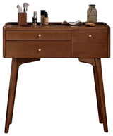 Ash Wood Dressing Table, Walnut Color/ Makeup Table 31.4"