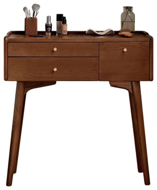 Ash Wood Dressing Table, Walnut Color/ Makeup Table 31.4"