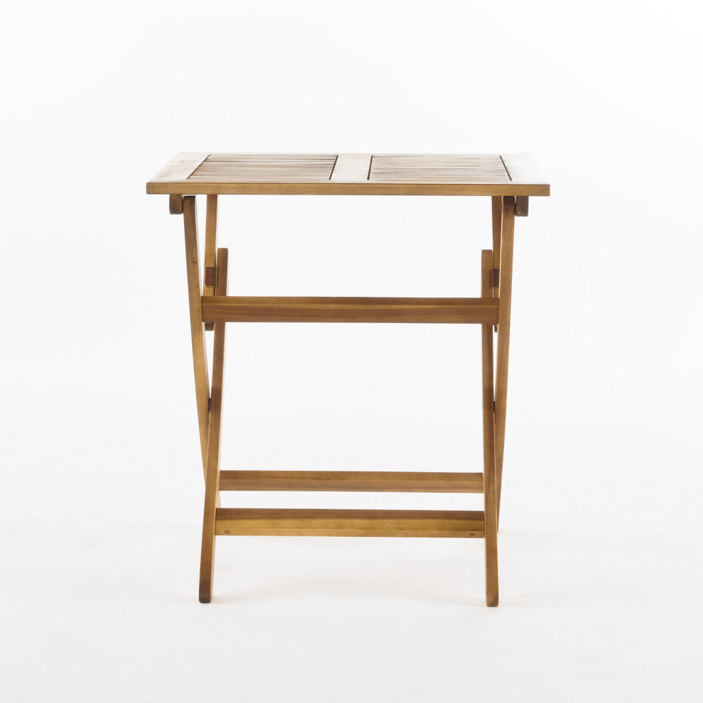 GDF Studio Versaille Outdoor Foldable Acacia Wood Bistro Table, Natural