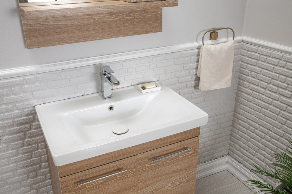 Elio Collection Fawn Bathroom Vanity With Sink, Mirror, Countertop, 28