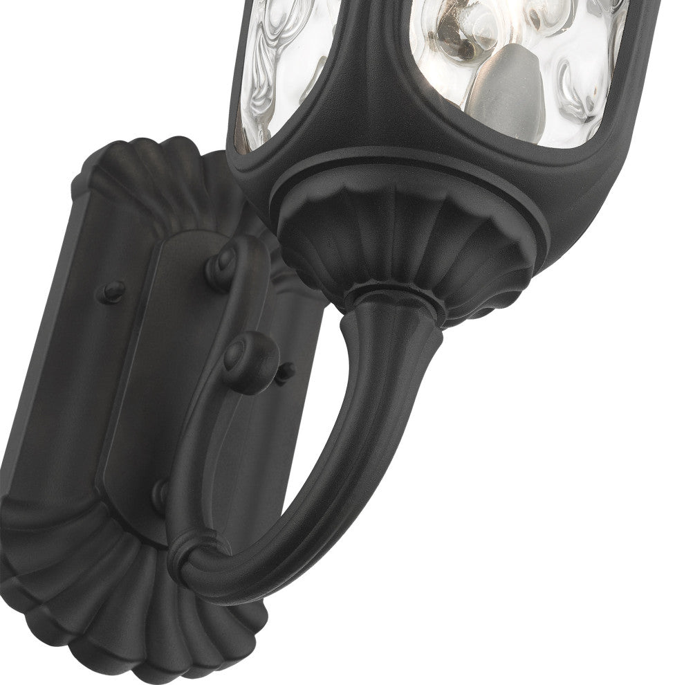 Textured Black Traditional, Victorian, Sculptural, Outdoor Wall Lantern