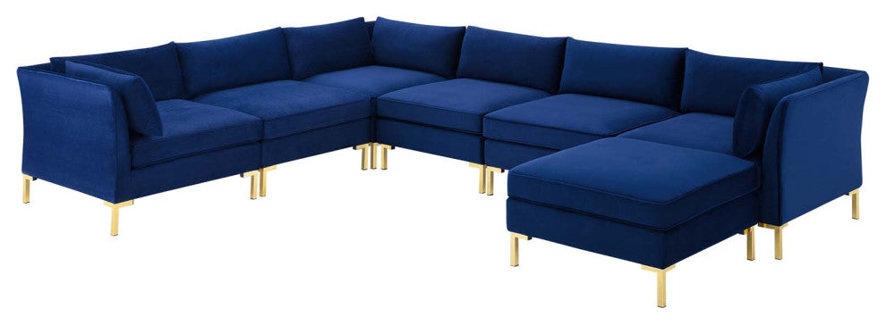Ardent 7-Piece Performance Velvet Sectional Sofa Navy