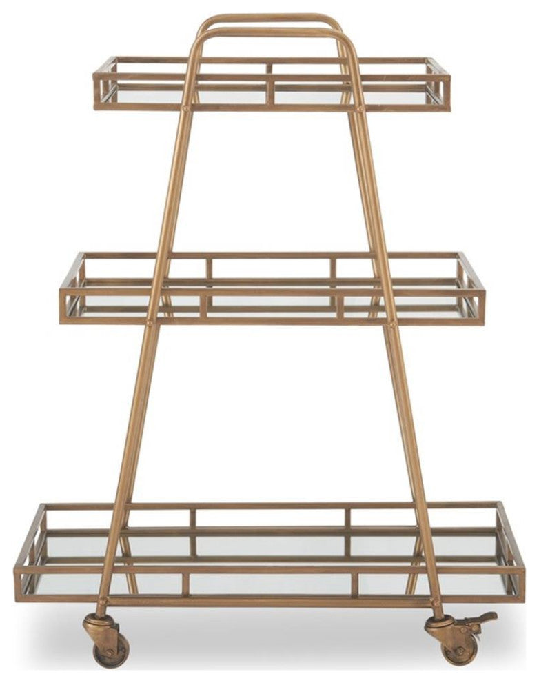 Adore Decor Addison Bar Cart Antique Gold