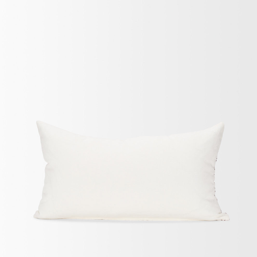 Jayden Cream With Merlot Print Linen Lumbar Decorative Pillow Cover