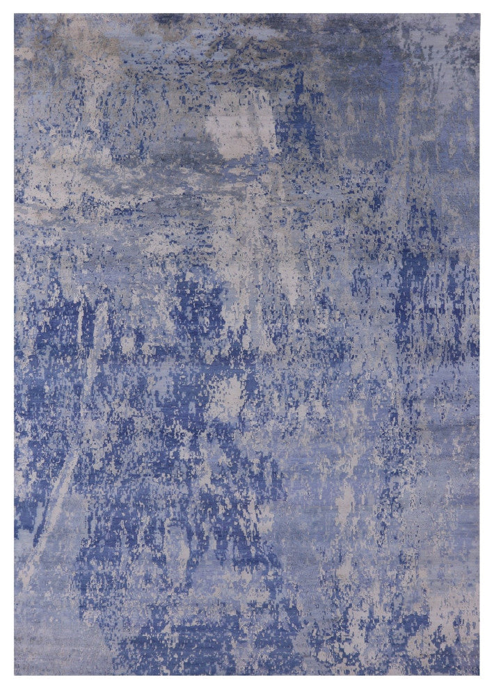 Abstract Wool and Silk Handmade Rug 8' 10" X 12' 6" Q8654