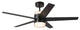 52-inch Black Modern Ceiling Fans with Lights and Wall Control