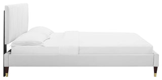 Peyton Performance Velvet Twin Platform Bed, White