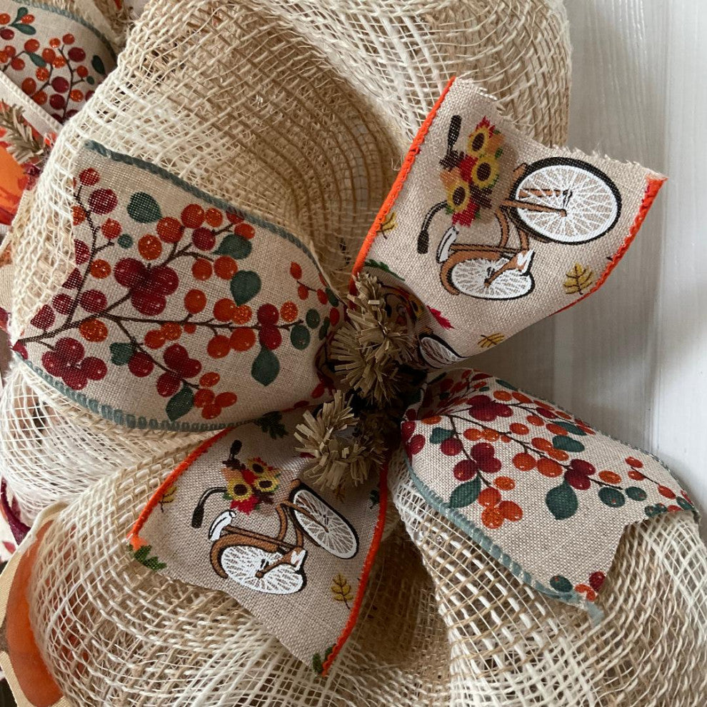 Pumpkin Spice And Everything Nice Burlap Deco Mesh Autumn Wreath