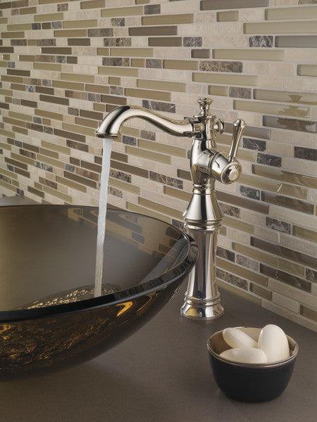 Delta Cassidy Single Handle Vessel Bathroom Faucet, Polished Nickel, 7