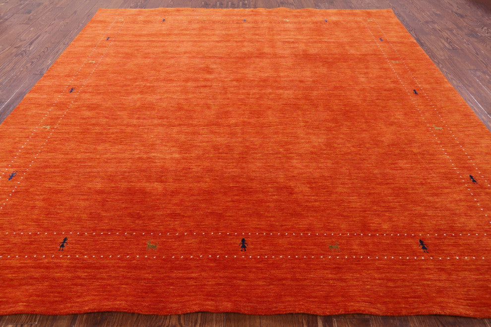 9' Square Persian Gabbeh Handmade Wool Rug Q7036