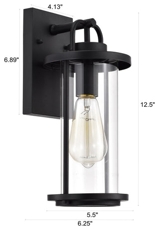 CHLOE Lighting LANDRY Transitional 1-Light Textured Black Outdoor Wall Sconce