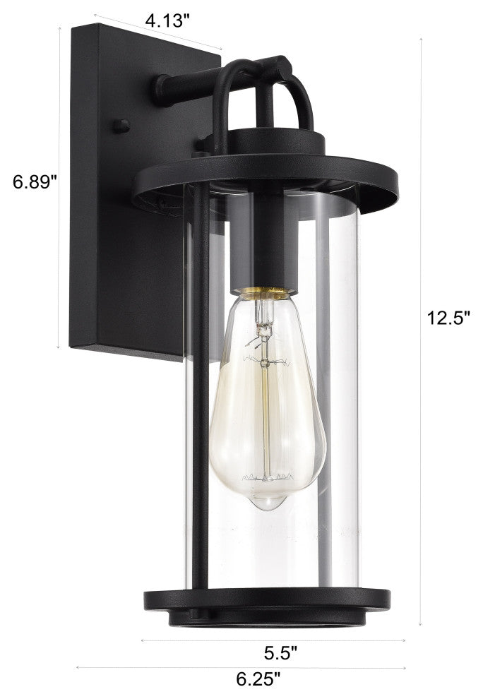 CHLOE Lighting LANDRY Transitional 1-Light Textured Black Outdoor Wall Sconce