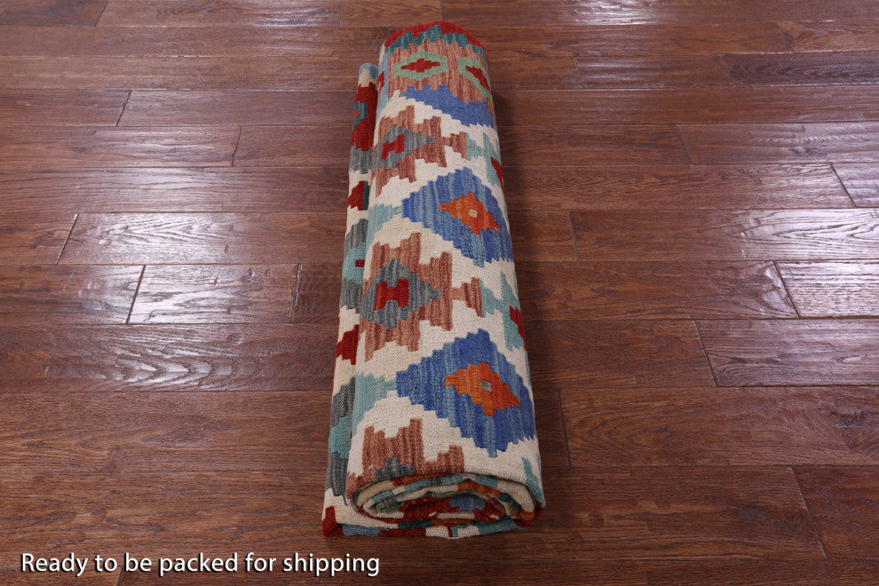 6' 7" X 9' 9" Flat Weave Kilim Reversible Wool On Wool Rug - Q12548