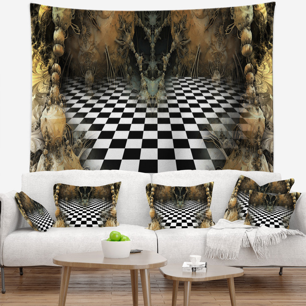 Geometric Composition Wide View Contemporary Wall Tapestry, 92"x78"