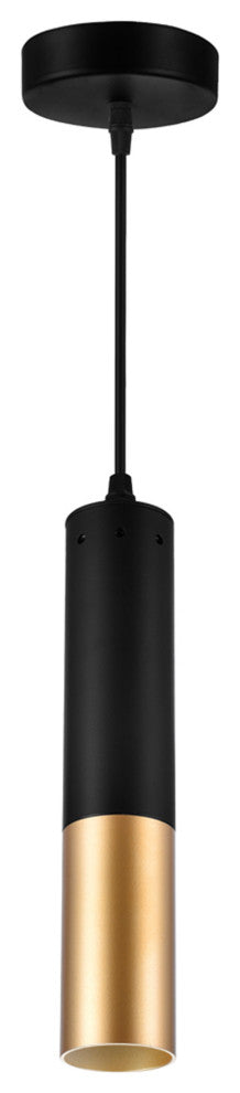 Anem 1 Light Down Mini Pendant With Matte Black & Satin Gold Finish