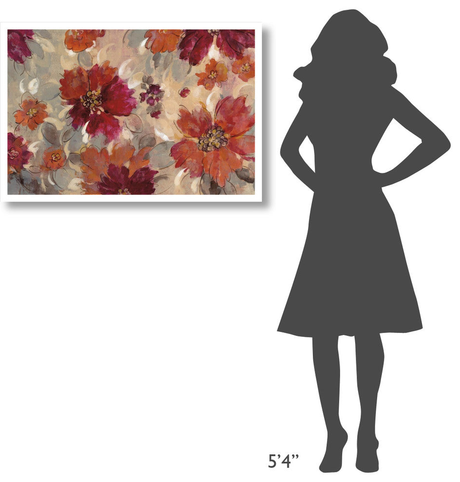 "Magenta and Coral Floral" Digital Paper Print by Silvia Vassileva, 38"x26"