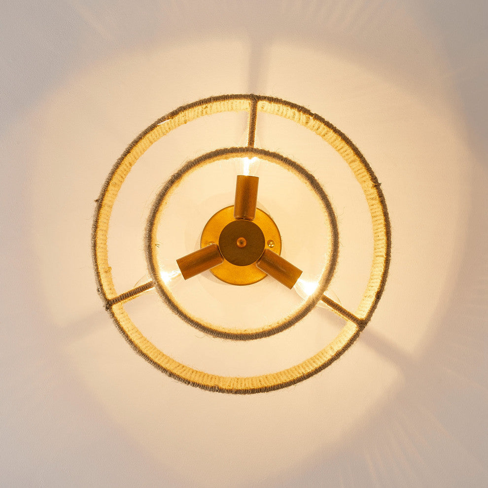 Farmhouse Woven Cage Semi-Flush Mount Lighting, 3-Light