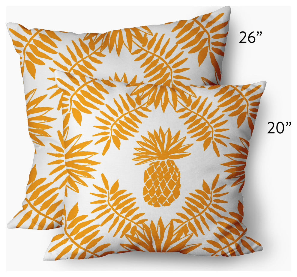 Pineapple Leaves Decorative Throw Pillow, Mango, 26"x26"
