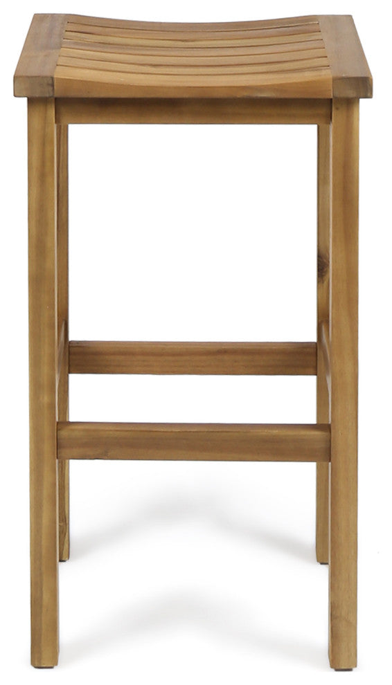 GDF Studio Cassie Outdoor 30" Acacia Wood Barstools, Natural, Set of 4