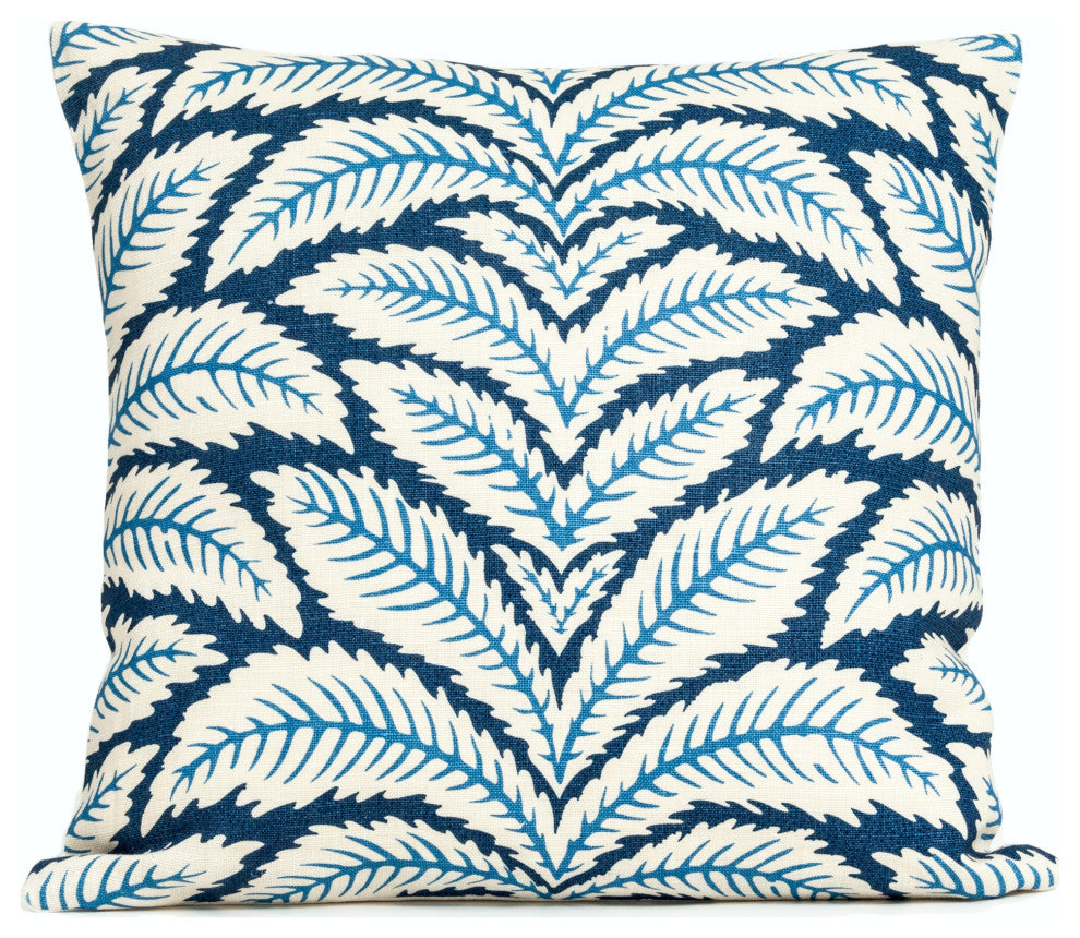 Talavera pillow cover, Brunschwig & Fils fabric, blue and white deco  , 26x26