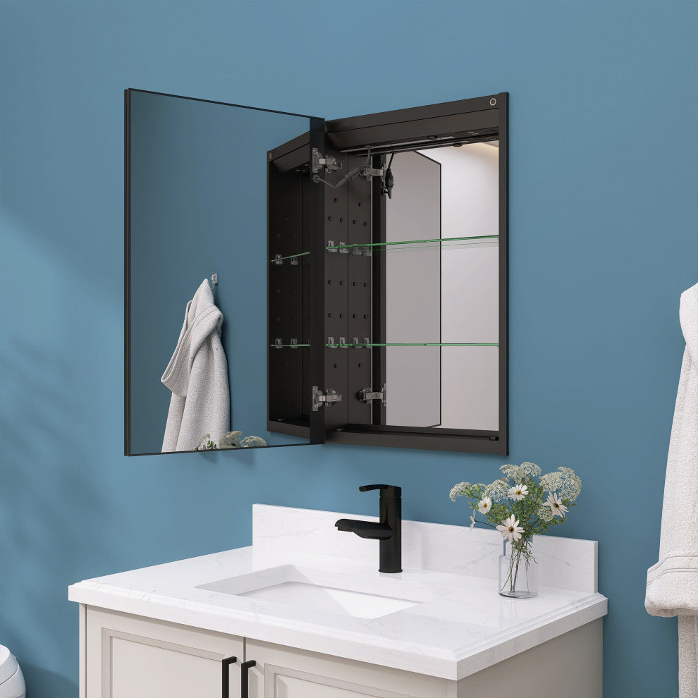 20'' W 30'' H Recessed Frameless Medicine Cabinet Mirror 3 Adjustable