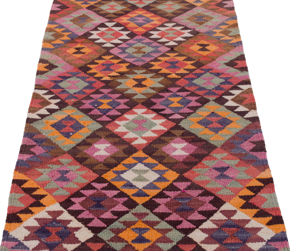 Vintage Turkish Kilim Runner 2' 11" x 9' 10", 35 in. x 118 in.
