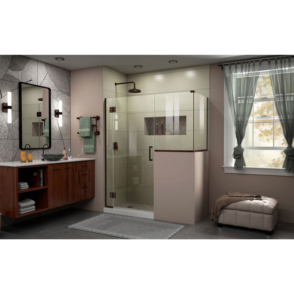 Unidoor-x 57"x36.38" Shower Enclosure, Oil Rubbed Bronze