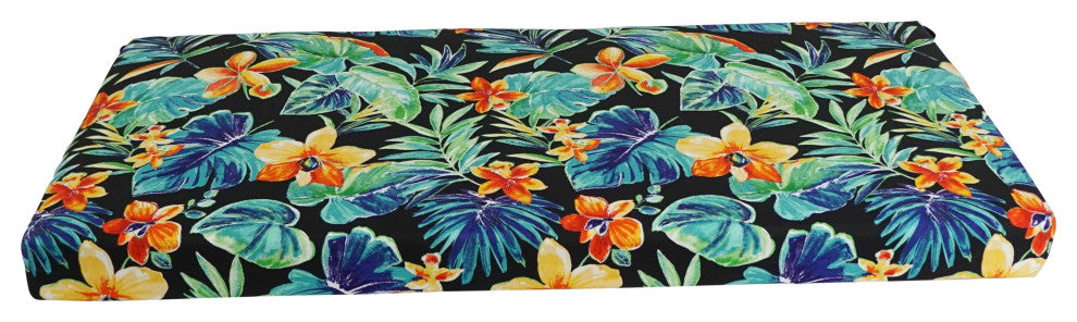 42"X19" Patterned Outdoor Spun Polyester Loveseat Cushion, Beachcrest Caviar