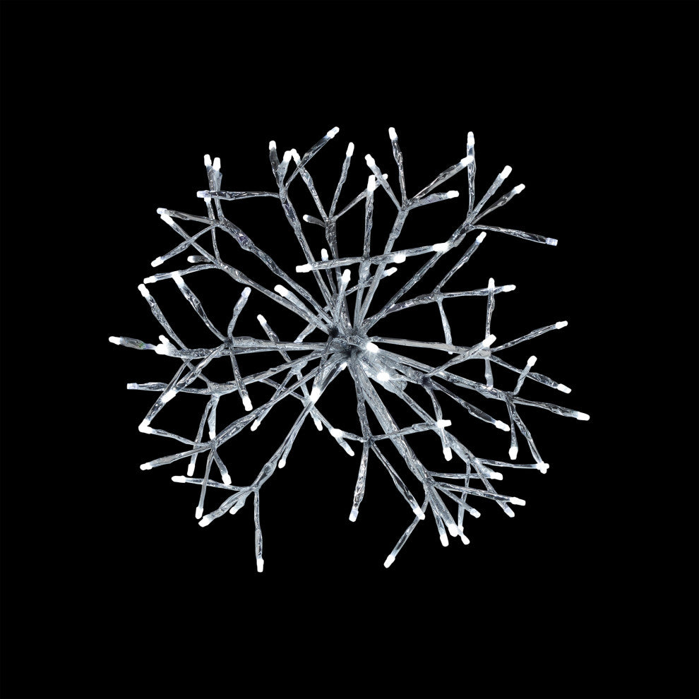 16"H Indoor Holiday 3D Snowflake Hanging Ornament with LED Lights, White
