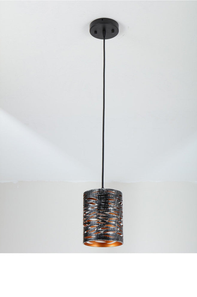 Mini Pierced hanging light black cage hollow-carved pendant light