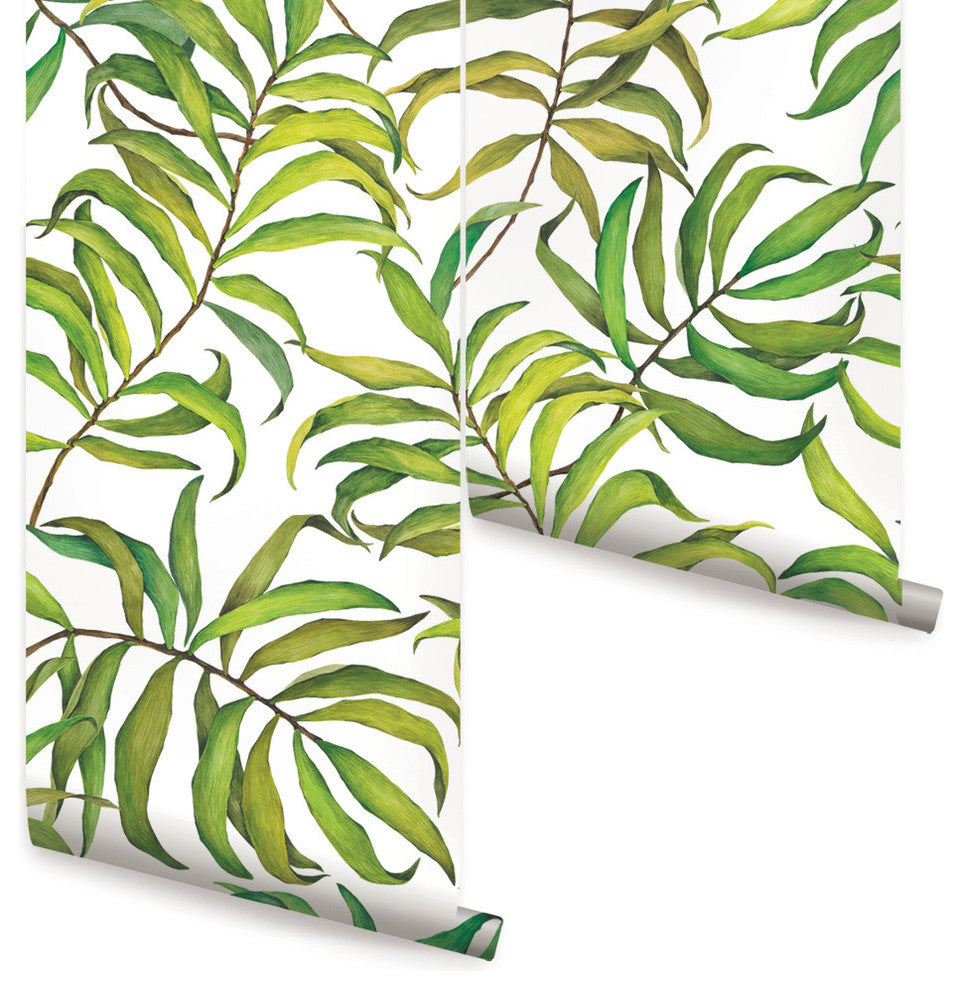 Tropical Leaves Large Peel and Stick Vinyl Wallpaper, 4 Pk - 24"w X 60"h