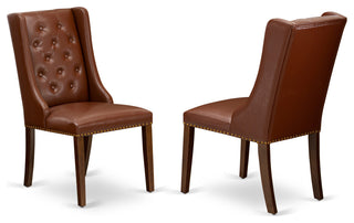 3Pc Dining Set, 1 Butterfly Leaf Table, 2 Brown Chairs, Mahogany Finish