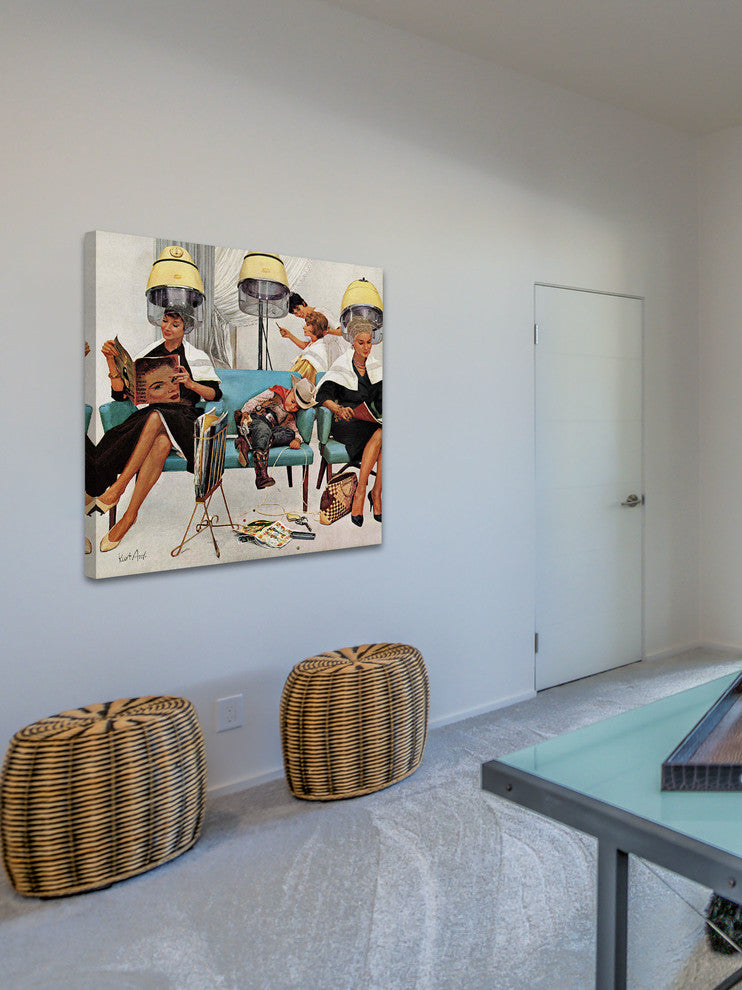 "Cowboy Asleep in Beauty Salon" Print on Canvas by Kurt Ard