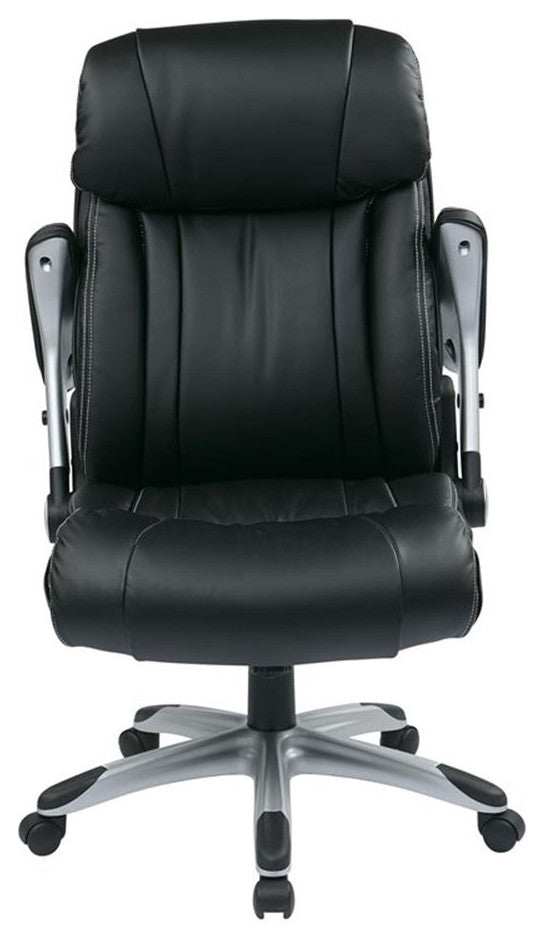 Bonded Leather Office Chair in Silver and Black