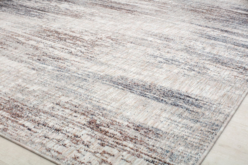 Jade Misty Silver Abstract Contemporary Tan Recycled Area Rug, 2'6" X 4'