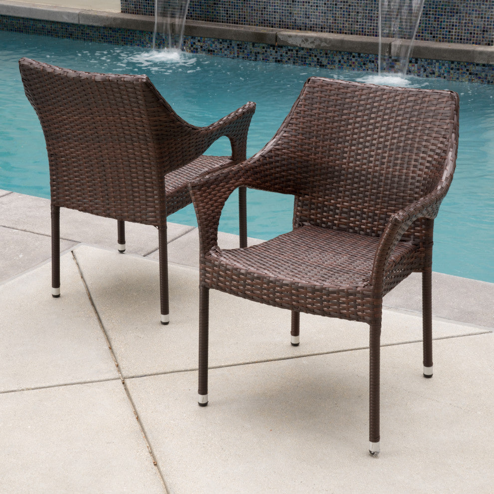 Del Mar Outdoor Brown Wicker Chairs, Set of 2