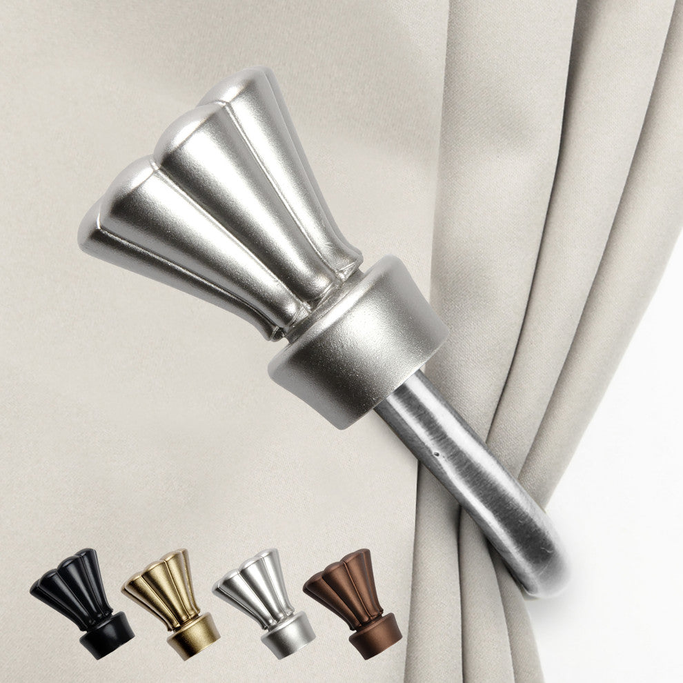Pasha Curtain Holdback Pair, Satin Nickel